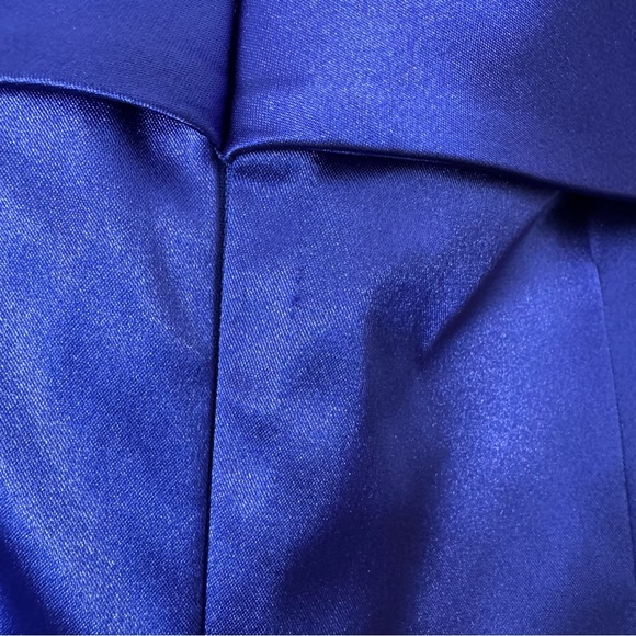 Eliza J Blue Satin Off-the-Shoulder Cocktail Dress Sz 2 | Knee Length Evening - Picture 12 of 16